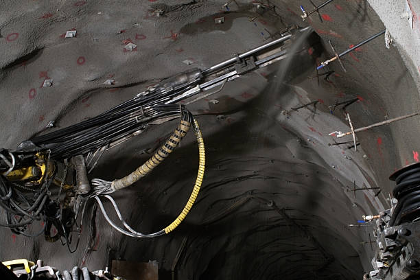 Heavy drilling machine drilling hydrogeological holes in underground environment (mine/tunnel).