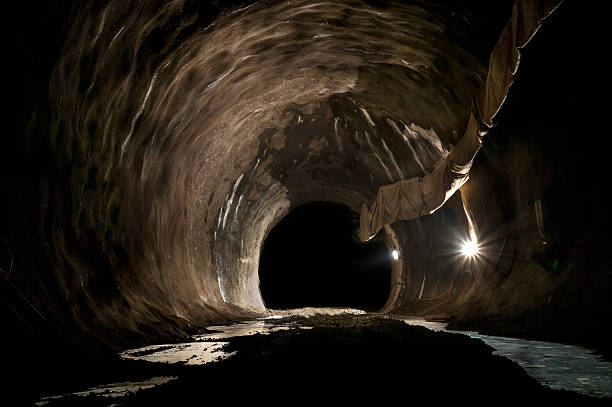 Deep in the mine a tunnel junction, photo taken at available light Deep in the mine a tunnel junction, photo taken at available light