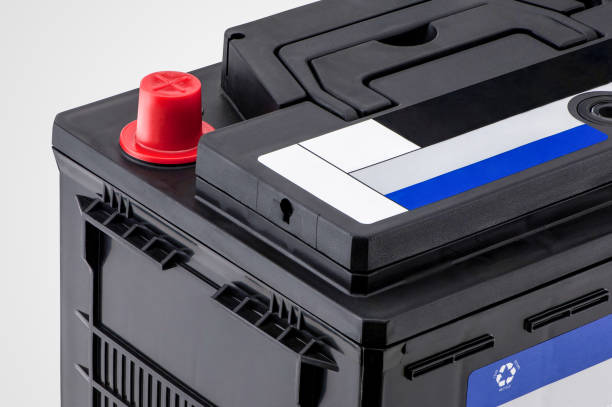part of the car battery black color, close-up part of the car battery black color, close-up